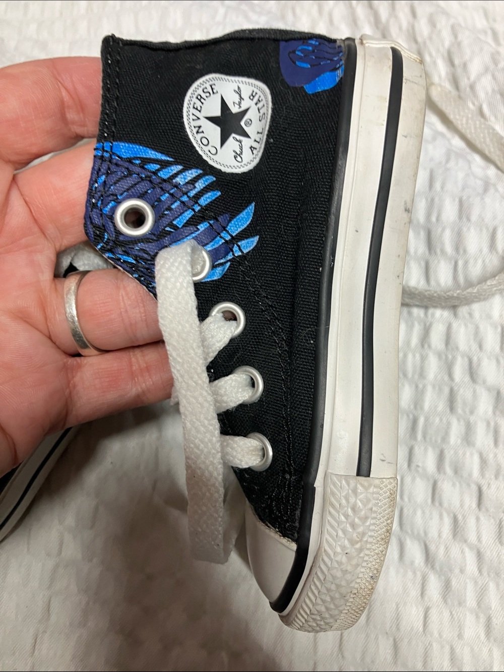 Converse Kids Black High-Top Sneakers with Blue Graphic - Picture 3 of 7